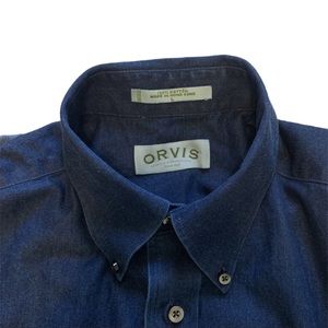 Orvis Men’s Indigo Denim Long-sleeve Button Down Shirt L